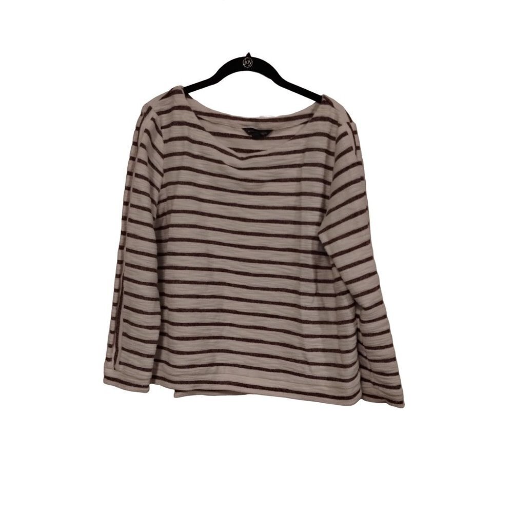 Alexander‎ Jordan brick red and white stripe boat neck textured sweater